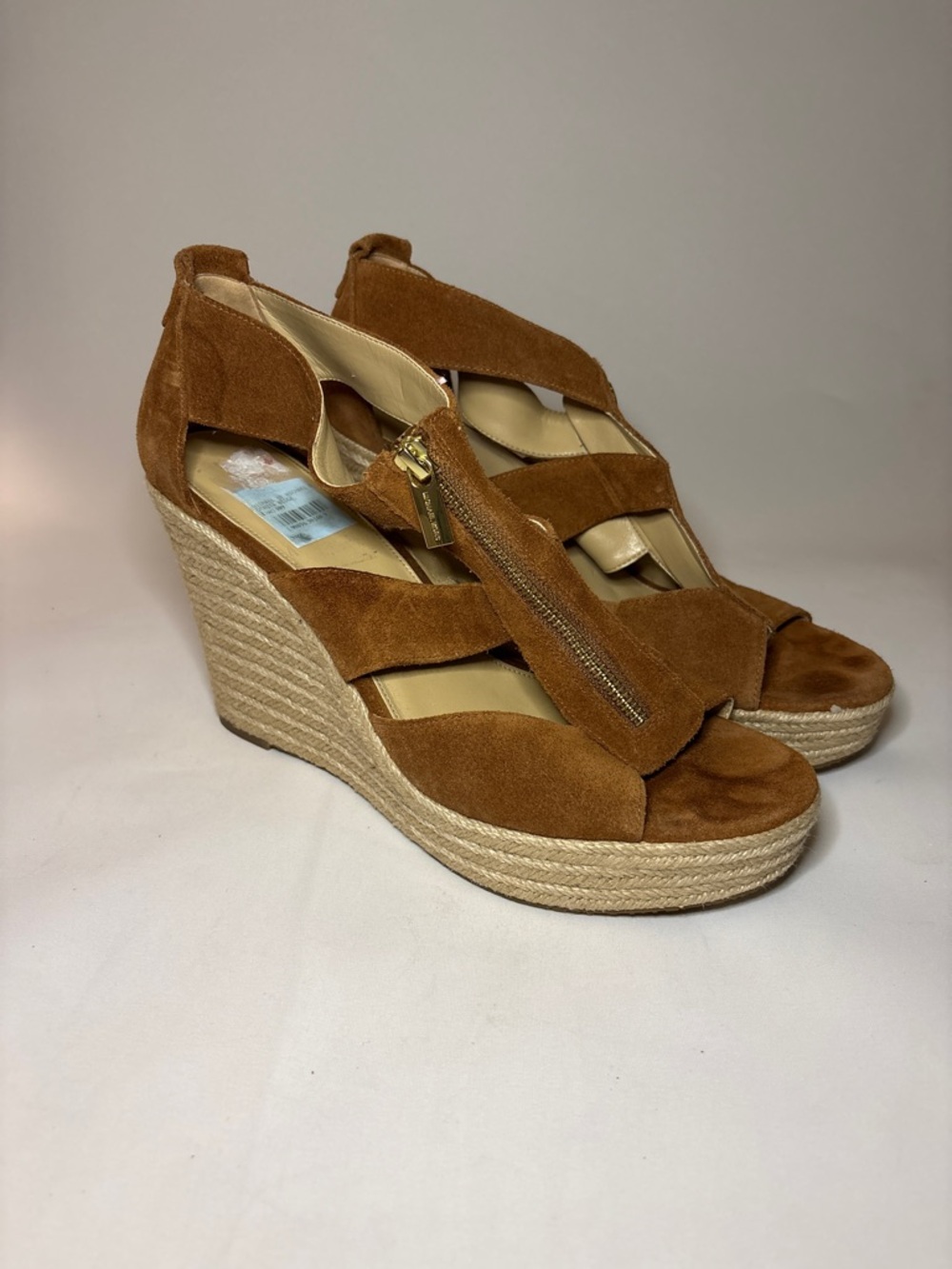 MICHAEL Michael Kors Damita Tan Suede Espadrille with Front Zip‎ Size 11